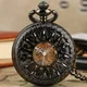 Steampunk – montre de poche mécanique pour hommes rétro ajouré noir/or/Bronze pendentif