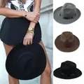 Chapeau de Jazz en laine épaisse Vintage pour hommes et femmes chapeau de Cowboy en feutre Fedora