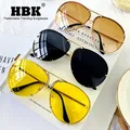 HBK-Lunettes de soleil jaunes rétro pour homme et femme accessoire de marque de styliste pour