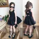 Robe d'été en coton pour petites filles tenue de princesse noire à la mode de 3 4 5 6 7 8