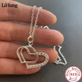 Li Hong – collier en argent Sterling 925 pour femme pendentif cœur à cœur en cristal Zircon bijou