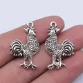 WYSIWYG-Breloques de Coq en Argent Antique Pendentif pour Bijoux de Direction 31x20mm 5 Pièces