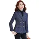 Blazer Slim à rayures noires et bleues pour femmes veste à double boutonnage manteau décontracté