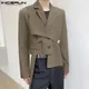 INCERUN Mode Hommes Blazer Streetwear Revers 2023 Manches sulfDécontracté Costumes Irréguliers