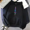 Sweat à capuche avec imprimé de planète arc-en-ciel pour homme pull à col ras du cou dessin animé