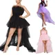 Robe tendance en tulle pour femmes robe de cocktail à plusieurs niveaux robe de Rh robe sans