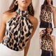 Chemises sans manches à col licou imprimé léopard Sexy à la mode vêtements pour femmes Blouses