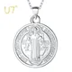 Collier en argent regardé 925 Saint Benoît pendentif médaille sacramentale bijoux religieux et