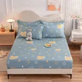 QianTing-Ensemble de matelas de lit imprimé 100% coton draps à bande élastique quatre coins