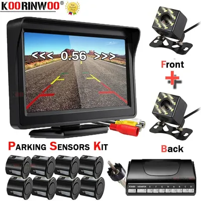 Koorinwoo-360 Bird ParkStapCar tableau de bord d'écran capteur de stationnement vidéo 8 caméras