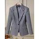 Blazer Formel à Manches sulfpour Femme Couleur Unie Gris Abricot Marron Veste Slim à Bouton