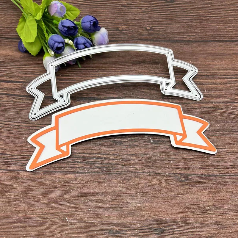 Bannières d'étiquette de ruban d'artisanat, cadre, matrices de découpe en métal, pochoirs pour bricolage, scrapbooking, gaufrage décoratif, modèle d'artisanat
