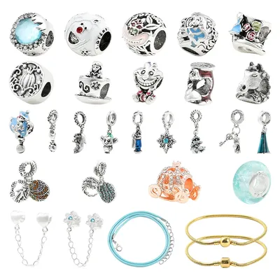 Disney-Breloques en perles pour bijoux de direction accessoires originaux Alice au pays des