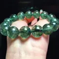 Bracelet Quartz Rutilé Vert Naturel pour Femme et Homme Pierre Précieuse en Clip Brésilien Perles