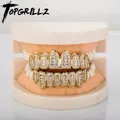 TOicalRILLZ-Ensemble de 8 dents astronomiques Baguette ronde Grillz CZ groupé Top 8 Vampire