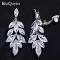 BeaQueen-Boucles d'oreilles à clips non percées élégantes haute qualité marquise cubique pierre