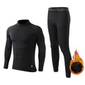 Leggings de sport à col roulé en molleton à manches longues pour homme sous-vêtements thermiques