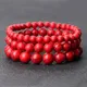 Bracelets de perles rouges en pierre naturelle 6/8/10mm pour hommes et femmes lave volcanique