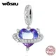 WOSTU – breloque cœur violet en argent Sterling 925 amour Girly planète pendentif perle