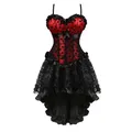 Robe corset vintage sexy en dentelle pour femme imprimé gothique bretelles à pois corset haut