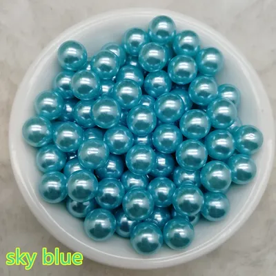 Perles rondes en acrylique bleu ciel sans trou pour la fabrication de bijoux bricolage 4 / 6 /