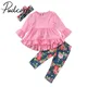 Ensemble 3 pièces pour bébés filles robe pantalon à fleurs Leggings et bandeau