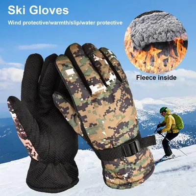 Gants de html Antidérapants à Doigts Complets Chauds pour Temps Froid Ski en Plein Air Randonnée