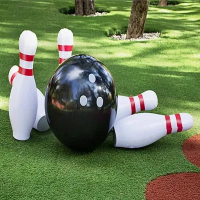 Boule de bowling gonflable portable en PVC blanc pour enfants jouet de jeu trempé extérieur