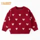 Pull en tricot à manches longues pour bébé fille chandail en forme de cœur vêtements pour enfant