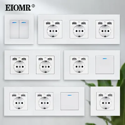 EIOMR-Prises murales avec indicateur LED prises de courant blanches ignifuges panneau PC prises