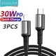 KUULAA – câble USB type-c vers lightning 30W 3 pièces pour iPhone 12 mini Pro Max 13 pro 14