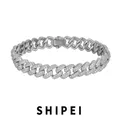 SHIPEI – Bracelet Hip Hop Rock unisexe en argent Sterling 925 saphir blanc chaîne breloque