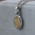 Pendentif Ovale Vierge Marie Catholique Collier Amulette Religieuse Classique Vintage Mode