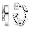 Boucles d'oreilles en argent Sterling 925 authentique pour femmes Double avec anneau de cristal