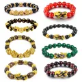 Bracelet de perles en pierre d'obsidienne Feng Shui pour hommes et femmes bracelet unisexe