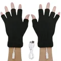 Gants en laine tricotés sans doigts pour femmes et hommes couleur unie demi-mitaines extensibles