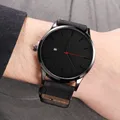 Montres à quartz avec bracelet en cuir pour hommes montres de sport minimalistes sans logo