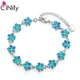 CiNily – Bracelet en pierre opale de feu blanc/bleu/rose large chaîne plaquée argent Violet fleur