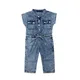 Pudcoco – combinaison en Denim pour bébés filles barboteuse sans manches couleur unie vêtements à