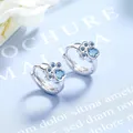 Boucles d'oreilles à clous en argent sterling 925 bijoux en Zircon bleu griffe de chat pour