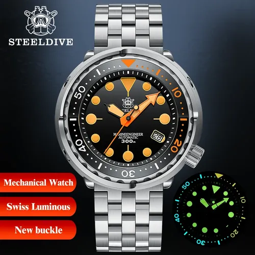 Nouveau thon luxe plongée montres STEELDIVE SD1975V 30Bar étanche suisse Super lumineux NH35 mode montre mécanique pour hommes
