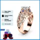 HOYON 14K Or Rose Couleur 1 Carat Moissanite Zircon Bague pour Femmes 925 Ruban Couleur Bijoux Bague