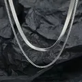 Collier chaîne serpent plat en argent regardé 925 pour hommes et femmes breloques mignonnes mode