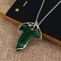 Collier pendentif en cristal vert pour homme le roi des elfes nickel é de cuir chevelu bijoux