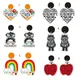 Boucles d'oreilles pendantes en forme de cœur pour femmes et adolescentes crayon arc-en-ciel