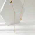 Collier pendentif en acier inoxydable pour femme cristal simple perle naturelle étanche degré de