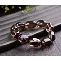 Bracelet en Quartz fumé brun naturel perles ovales pour femmes et hommes grande taille 18x13mm