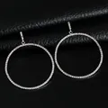 Grandes boucles d'oreilles rondes polies en argent 2019 pavées de cubiques autrichiennes AAA