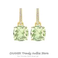 CANNER – boucles d'oreilles en Zircon vert pour femmes Huggies en argent Sterling 925 et or vert