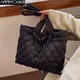 Annmouler-Sac à main en nylon pour femmes fourre-tout noir de grande capacité sac initié